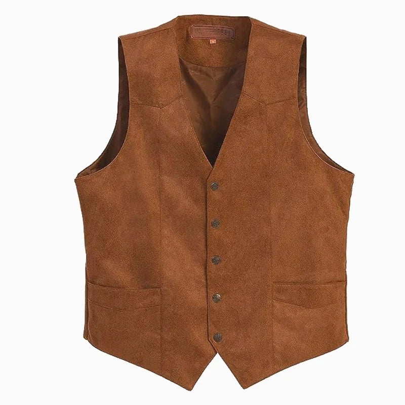 Men's Plus Size Fleece Vest V-Neck Single Breasted Smart Casual Waistcoat for Weddings & Business