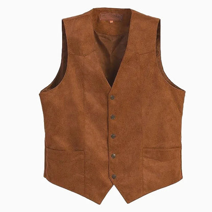 Men's Plus Size Fleece Vest V-Neck Single Breasted Smart Casual Waistcoat for Weddings & Business