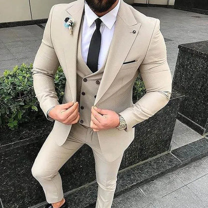 White Men Suits Groom Suit Formal Male Suits for Wedding Best Man Slim Fit Groom Tuxedos For Men (Jacket+Vest+Pants) Terno