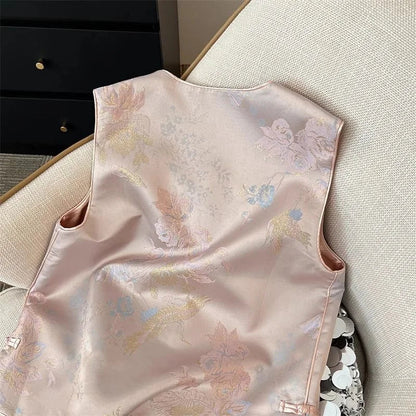 Retro Ladies Leisure Cardigan Vest Outwear 2025 High-end Female Sleeveless Coat Spring Autumn Women Fashion Waistcoat Jacket