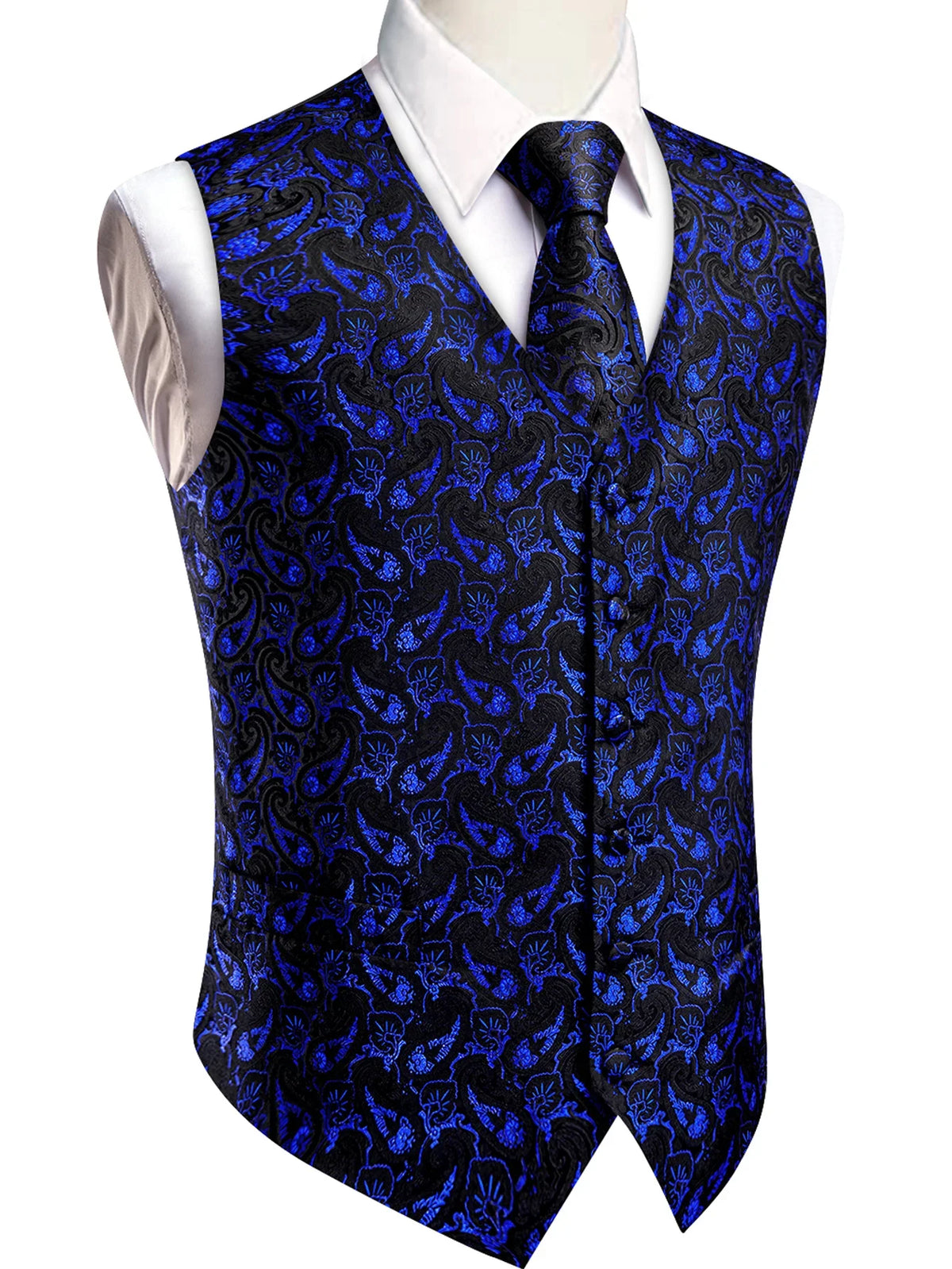 Men's Vest and Tie Set – Paisley Floral Waistcoat with Necktie for Weddings and Business Occasions