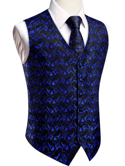 Men's Vest and Tie Set – Paisley Floral Waistcoat with Necktie for Weddings and Business Occasions