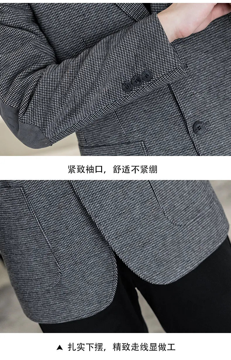 Men's Blazer Single Breasted Smart Casual Grey Coffee Spring Autumn