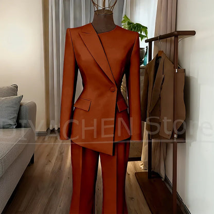 Women's Suit Slim Fit Blazer and Flared Trousers Elegant Formal Outfits Office Casual Party Fashion Pants Sets Two Piece