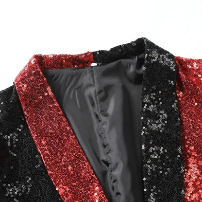 Shiny Gold Sequins Blazer for Men's New Slim Fitting Splicing Men's Suit Night Club Party DJ Stage Singer Dance Show Dress Homme