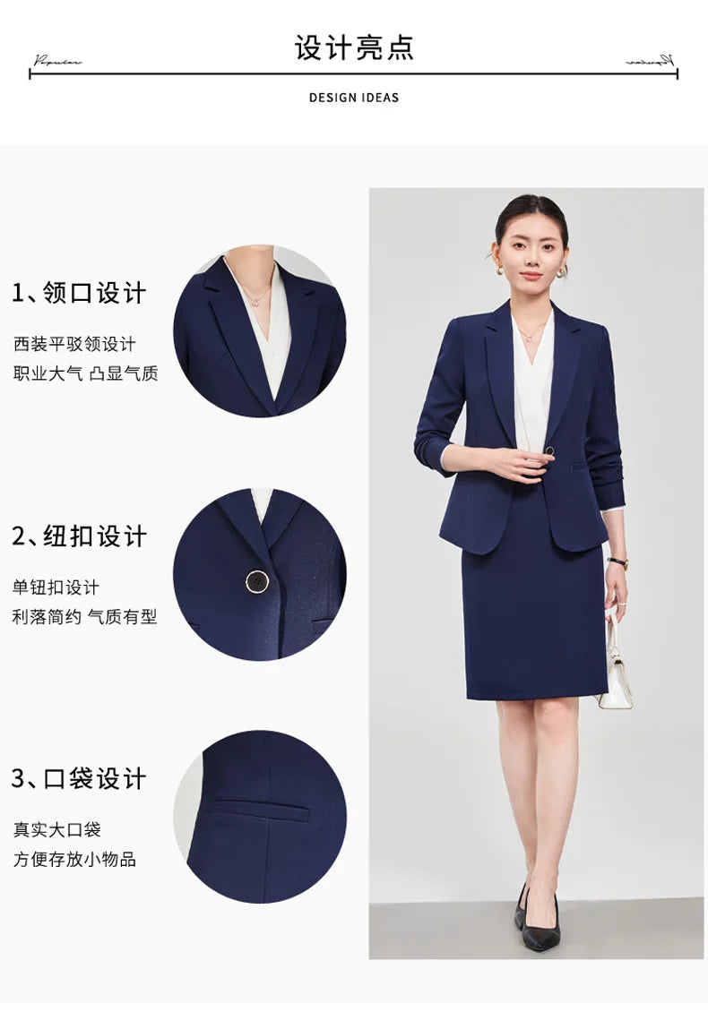 2025 new autumn and winter womens professional business formal fit two-piece suit jacket + pants. Elegant and stylish