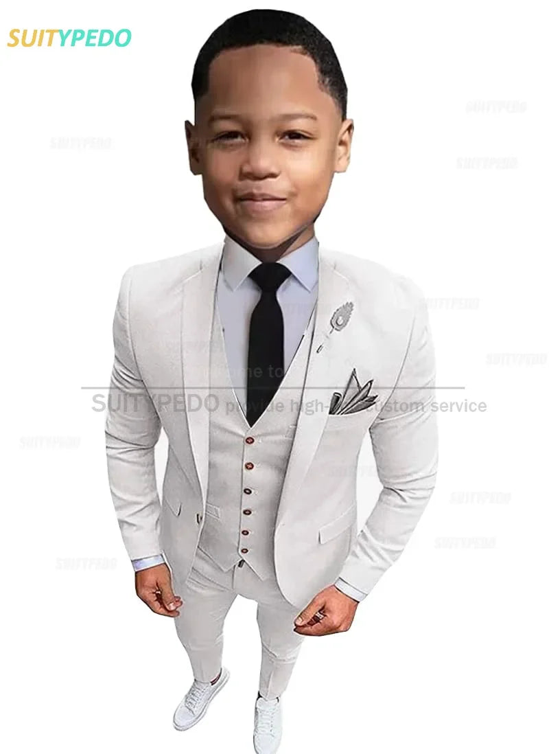 New Fashion Boys Suits Children Birthday Formal Outfit Blazer Vest Pants 3 Pieces School Activity Chorus Performance Costume