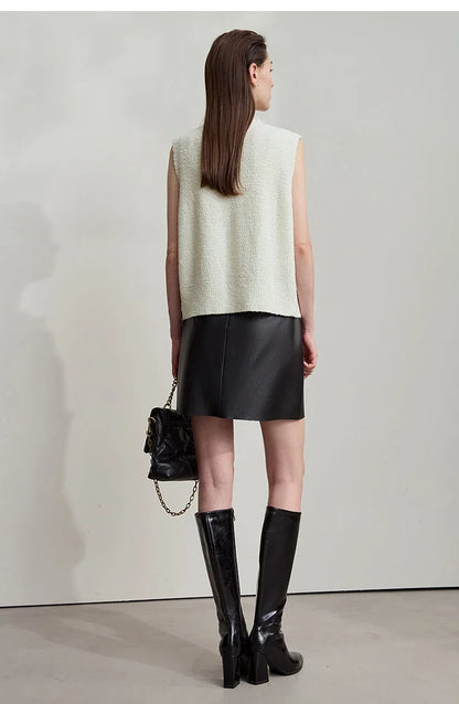 Women's Vest 2025 Autumn New O-neck Elegant Retro Knitted Vest Women's Casual Versatile Loose Sleeveless Top Female12543082