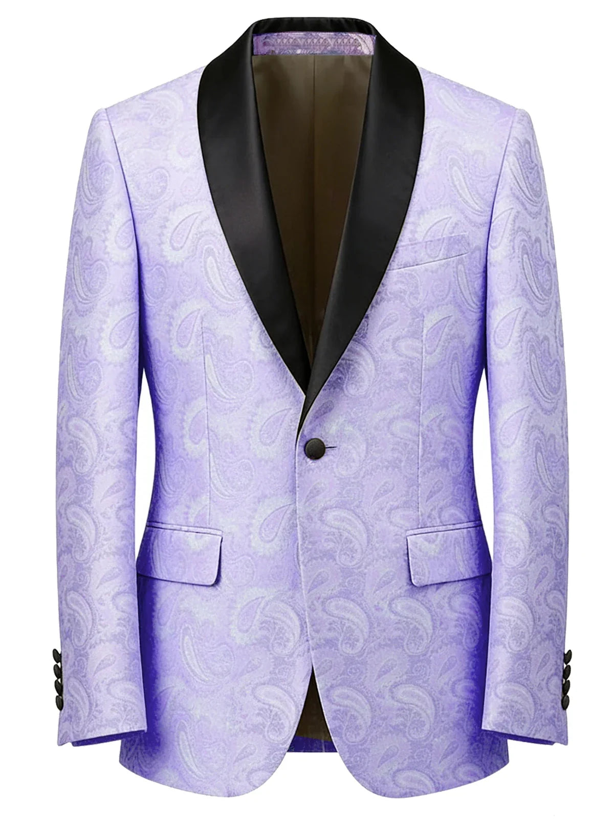 Men's Tuxedo Blazer Paisley Jacquard Shawl Lapel Single Button Slim Fit Jacket for Wedding Party Prom