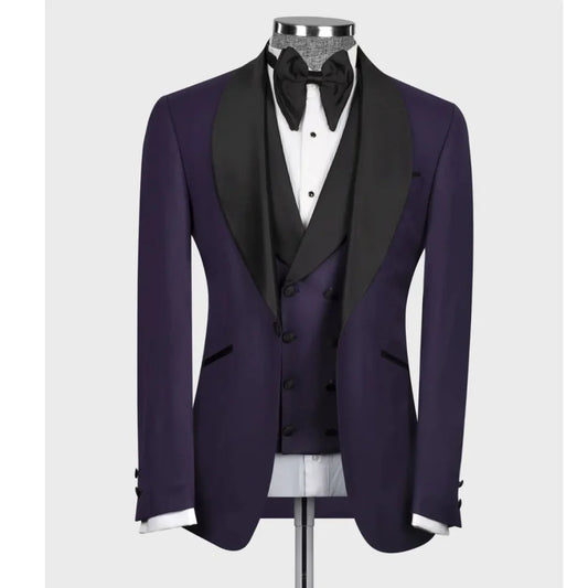 Men's Suit Tuxedo Green Black Grey Wedding Groomsmen Spring Jacket Pants Vest Three Piece Single Breasted Peaked Lapel Slim Fit