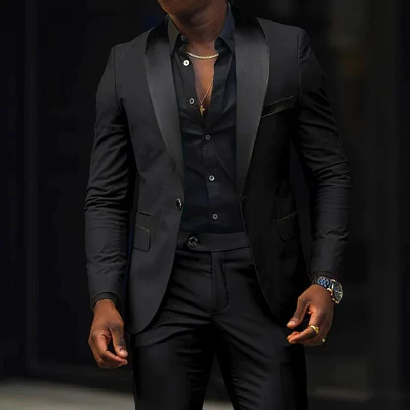 Men's 2-Piece Single Breasted Slim Fit Business Suit – Blazer & Pant Set