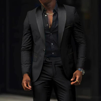 Men's 2-Piece Single Breasted Slim Fit Business Suit – Blazer & Pant Set
