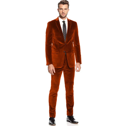 Costume Homme 2 Pièces en Velours Coupe Slim Blazer Simple Boutonnage avec Pantalon Tuxedo de Mariage pour Homme Tenue de Soirée d'Affaires pour Homme