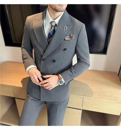 Classic Striped Wedding Suit Set Men 3 Piece Set (jacket+vest+pant) Business Formal Casual Suits Office Party Prom Groom Suit