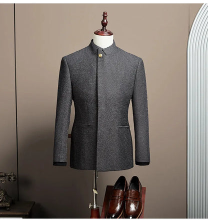 Men's Large Size Autumn Blazer – Smart Casual Polyester Suit Jacket