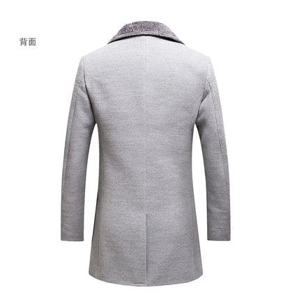 High-quality, fashionable, cool, trendy and versatile men's mid-length woolen collar casual woolen coat
