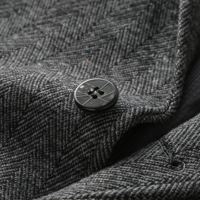 KIDWHXR Man Suit Coat Non-ironing Striped Turn Down Collar Male Outerwear Slim Long Sleeve Pocket Business Casual Men Blazer