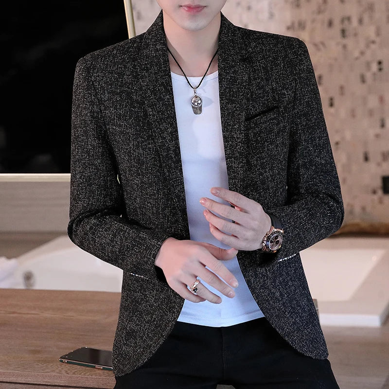 Men's Slim Fit Business Casual Shirt 2025 Korean Fashion Handsome All Seasons Polyester Boutique Style