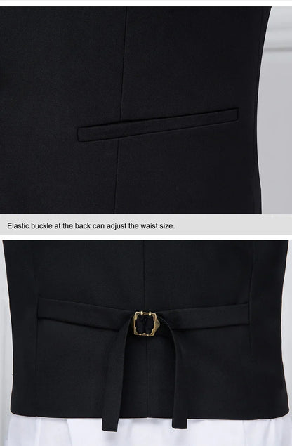 Plus Size Men's Single Breasted Suit Vest for Groom and Host – Black, Grey and Navy
