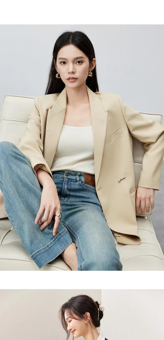 Black Tailoring Blazer for Women 2026 Spring Autumn Fall Fashion Elegant Suit Jacket Commute Clothes Ladies 153XC3230X