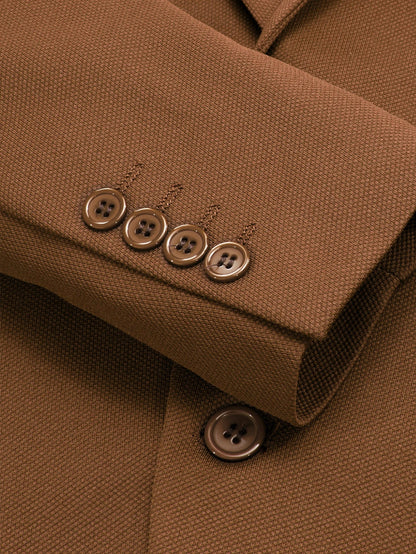 Caramel Brown Solid Mens Suit Blazer, Notch Lapel Slim Formal Jacket for Groom Wedding Business Evening Gathering