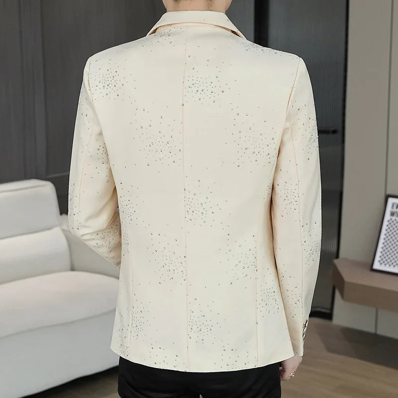 Blazer Men's Sequined High-end Hot Diamond Style Business Outdoor Travel Wedding Youth Slimming Casual High Formal Wear Blazer