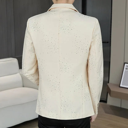 Blazer Men's Sequined High-end Hot Diamond Style Business Outdoor Travel Wedding Youth Slimming Casual High Formal Wear Blazer