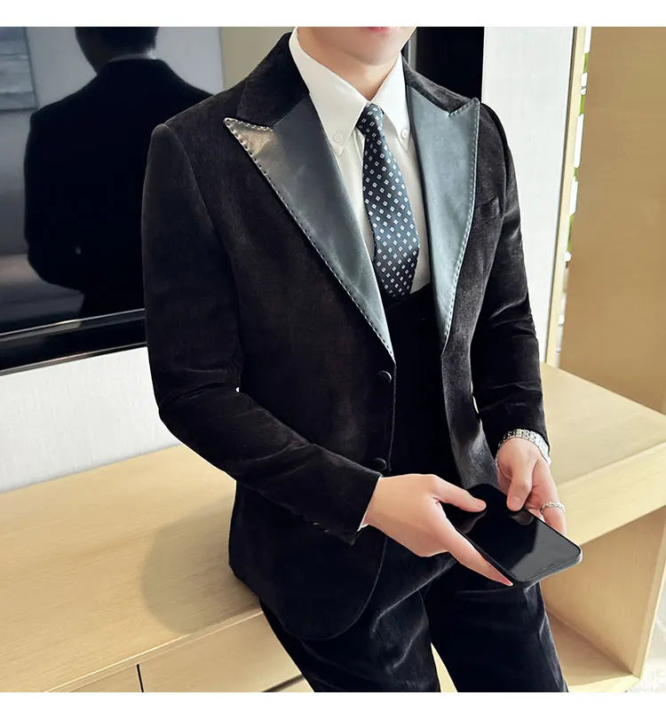Men's Slim Fit 3-Piece Suit – Smart Casual & Wedding Formal Set