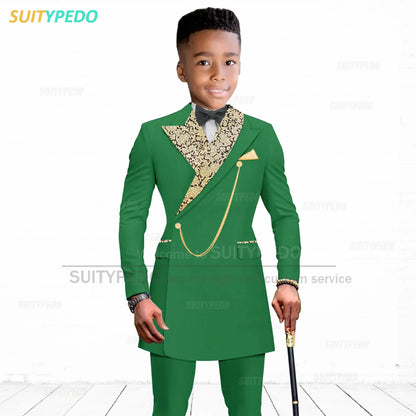 Luxury Boy's Suit Set Homecoming Party Kids Jackets Tailor-made Slim Fit Blazer Pants 2 Pieces Wedding Party Children Tuxedos
