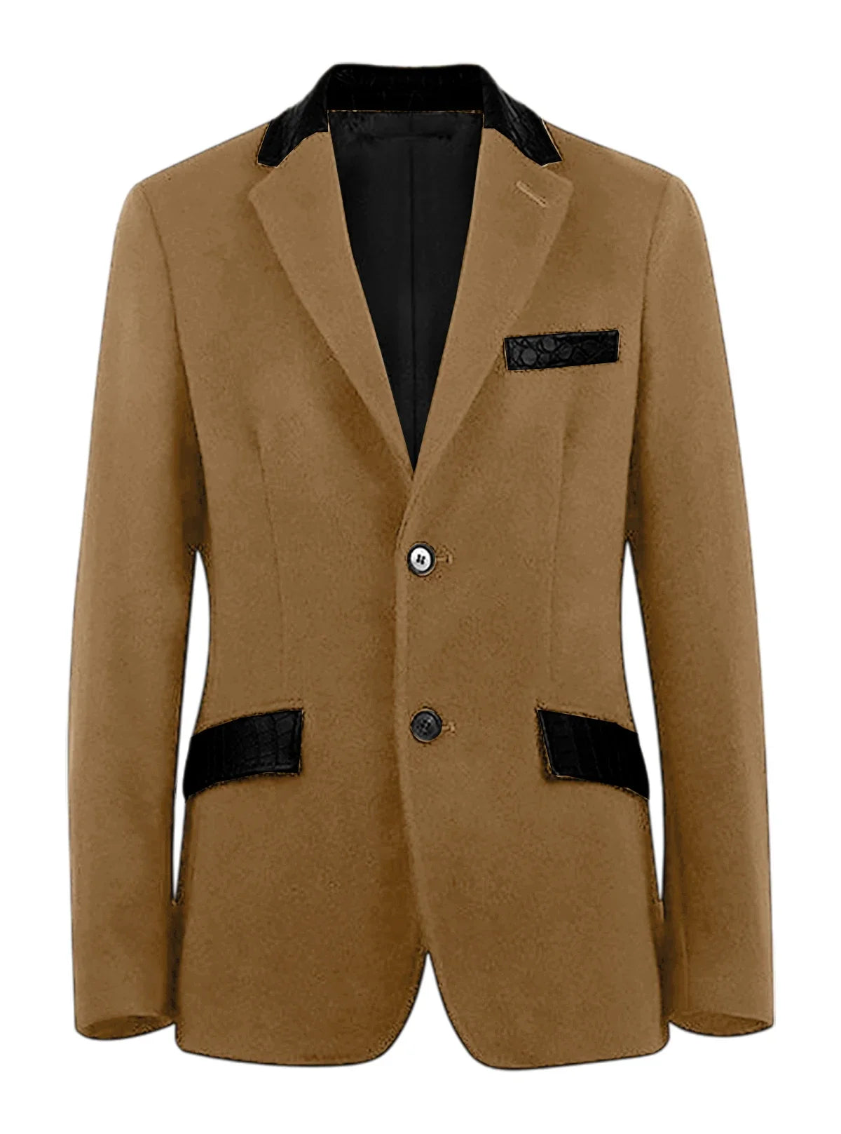 Men's Wool Blend Blazer Black Croc Print Lapel Collar Slim Fit Formal Business Casual Suit Jacket Autumn Winter Sport Coat