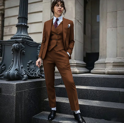 Powerful Black Women 3 Piece Suit Classic Single Breasted Jacket Vest Pants Set Elegant Office Business Formal Lady Outerwears