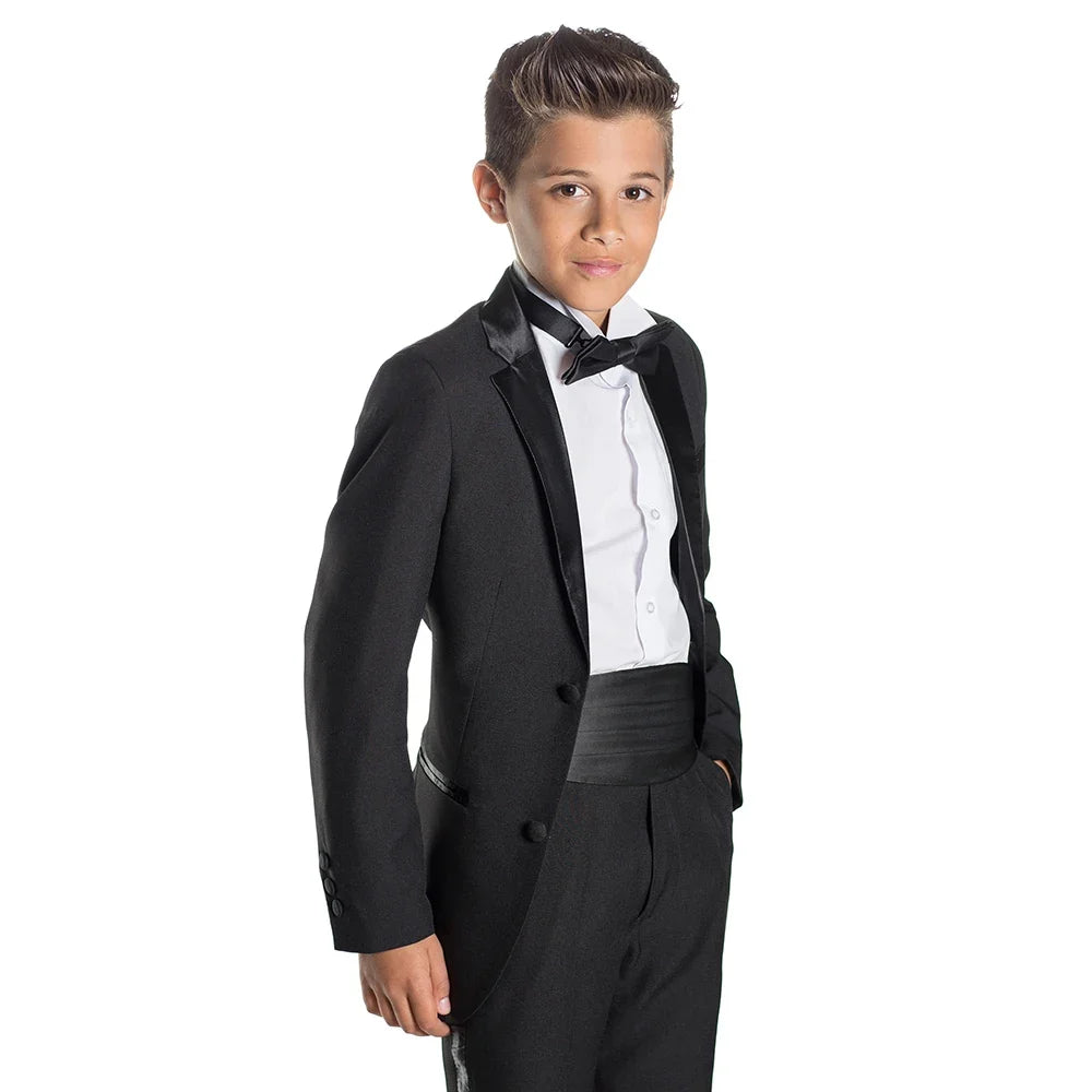 Chic Kids Clothes Fashion Satin Notch Lapel Formal Wedding Tuxedos Elegant Single Breasted Boys Suits 2 Piece (Blazer+Pants)