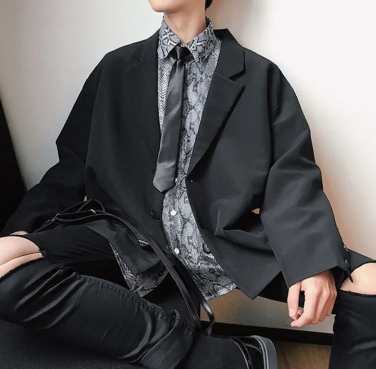 Men's Spring Korean Style Retro Blazer Ins Trendy Hong Kong Style Cool Jacket Viral Vintage Casual Suit Outerwear New