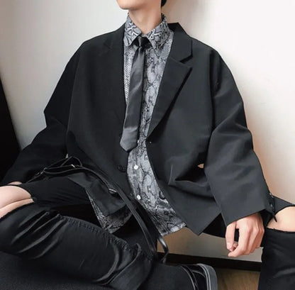 Men's Spring Korean Style Retro Blazer Ins Trendy Hong Kong Style Cool Jacket Viral Vintage Casual Suit Outerwear New