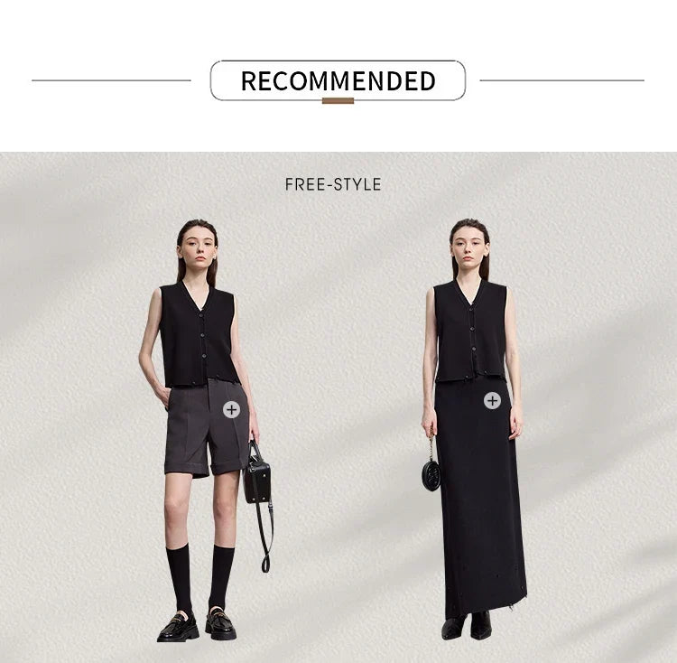 Women's Vest 2026 Autumn New Minimalist Solid Versatile Vests For Women V-neck Sleeveless Casual Short Top Female 12543005