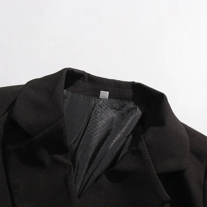 Women Blazer Elegant Fashion Asymmetric Twist Pleated Waist Cinching Metal Buckle Decoration Jacket New Spring 2026 HK19361