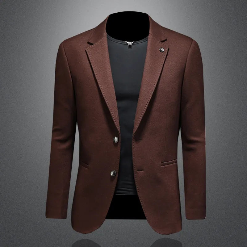 Men's Smart Casual Wool Blend Blazer – Single Breasted Suit Jacket – Black & Coffee