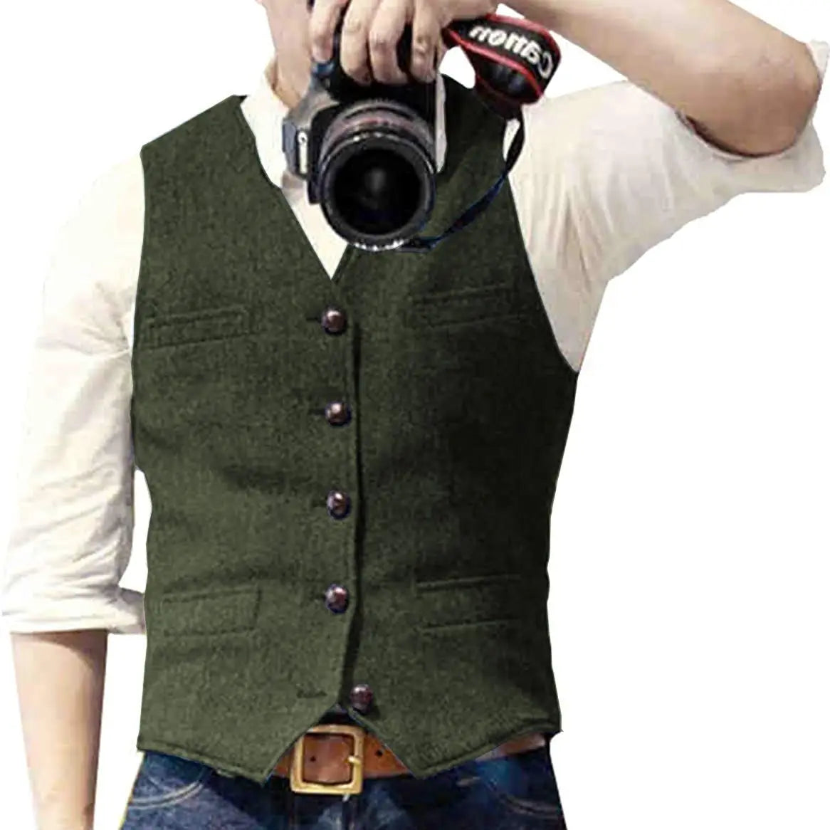 Men's Herringbone Vest – Single Breasted Formal Waistcoat for Business & Casual Wear