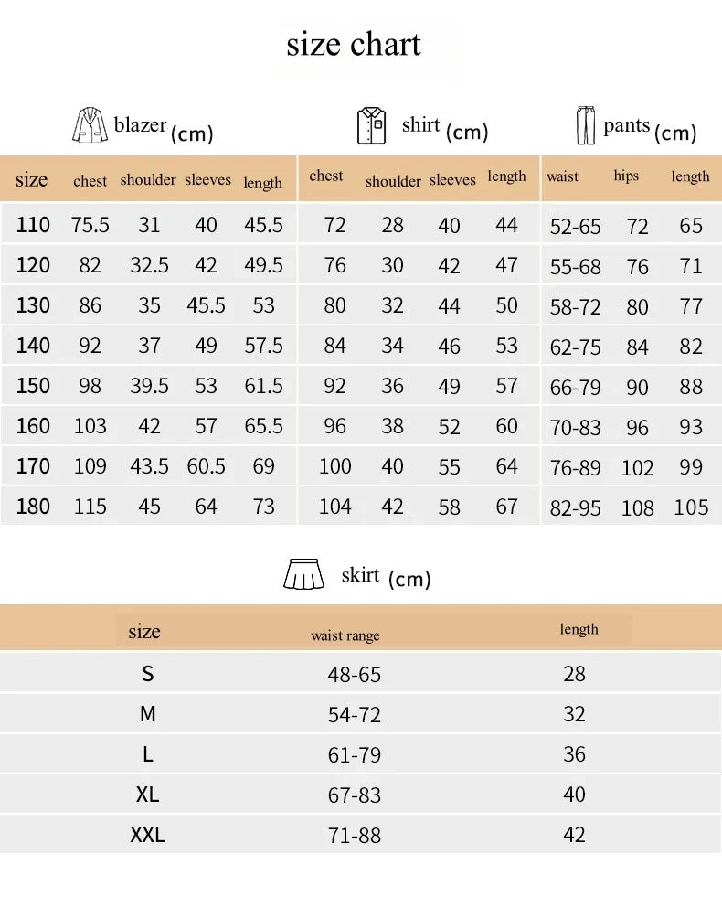 Newest School Uniform 4 Pieces For Boys And Girls 110-180cm Formal Elegant Kids Suit Set Choir Performance Wear In Stocks