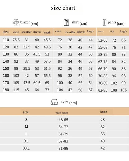 Newest School Uniform 4 Pieces For Boys And Girls 110-180cm Formal Elegant Kids Suit Set Choir Performance Wear In Stocks