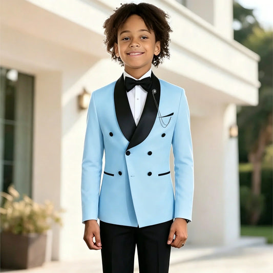 Boys Formal Suits Double Breasted Wedding Outfits Host Performance Costume for Children 2-16 Years Old Kids Birthday Blazer Set