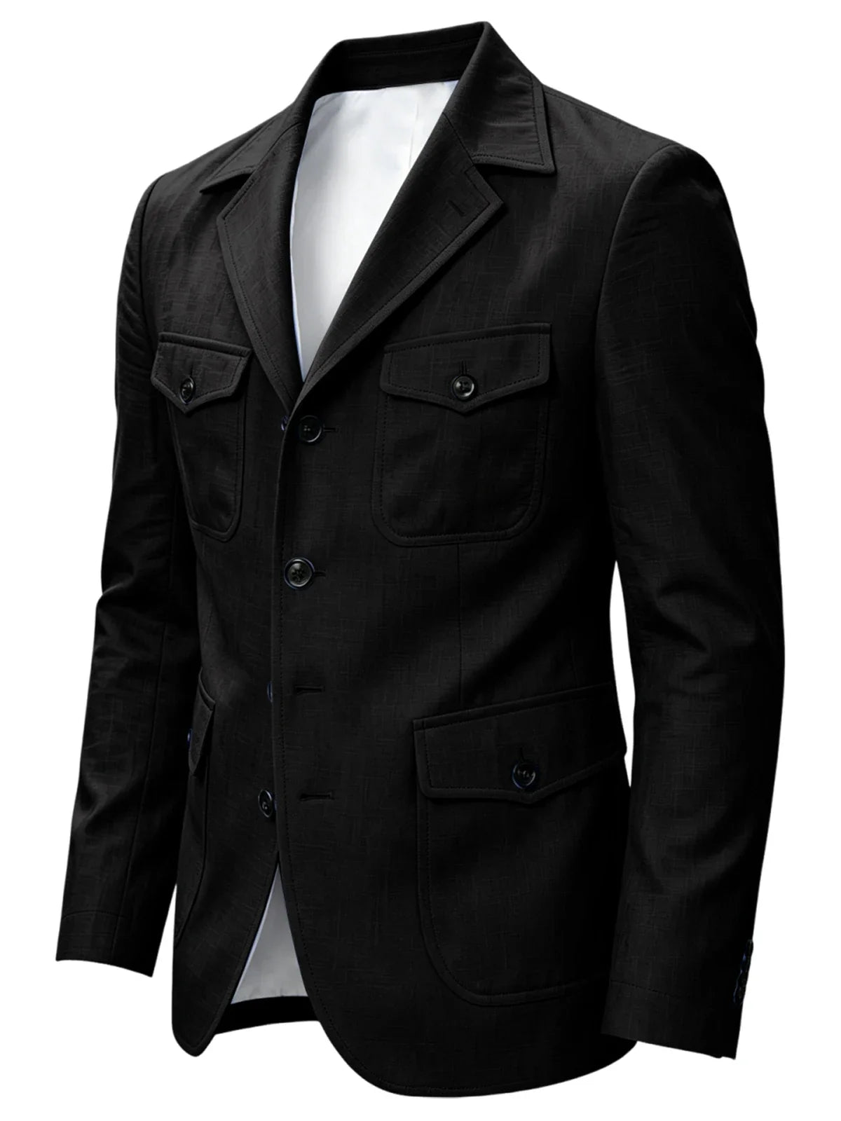 Men's Linen Safari Blazer Four Flap Pockets Slim Soft Jacket Casual Business Coat For Street Outdoor Vacation Party Daily Travel