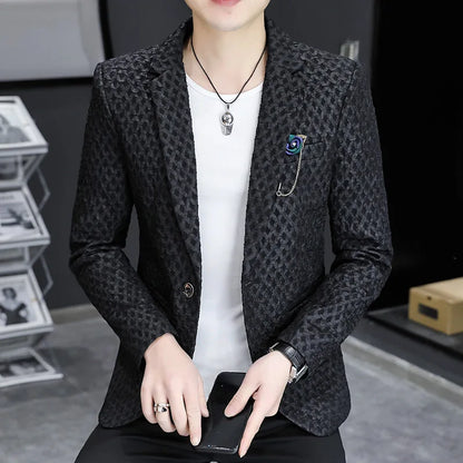 Blazer Men's Fashion Outdoor Travel Gentleman Wedding Slimming Business Versatile Trendy Casual Korean-style Formal Wear Blazer