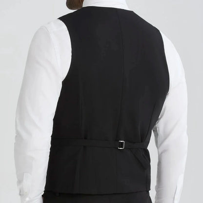 Men's Formal Vest Single Button Lapel Waistcoat for Wedding Banquet and Business
