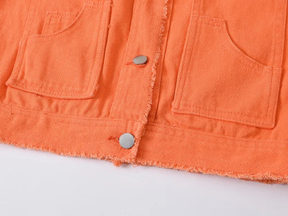 Autumn Women Denim Vests Sleeveless Waistcoat Students Casual Sleeveless Tops Jeans Jackets Pink Yellow White Orange Green 5XL