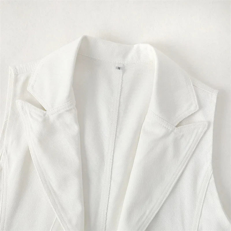Women's Denim Vest 2025 New Ladies White Jean Jacket Fashion Waistcoat Summer Vest Coat Outwear S-5XL