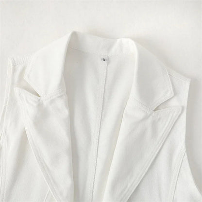 Women's Denim Vest 2025 New Ladies White Jean Jacket Fashion Waistcoat Summer Vest Coat Outwear S-5XL