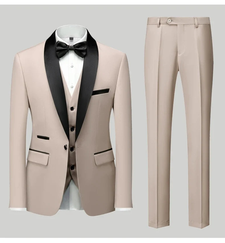 Men's Slim Fit Formal Suit Set – Blazer, Vest & Pants for Weddings & Parties