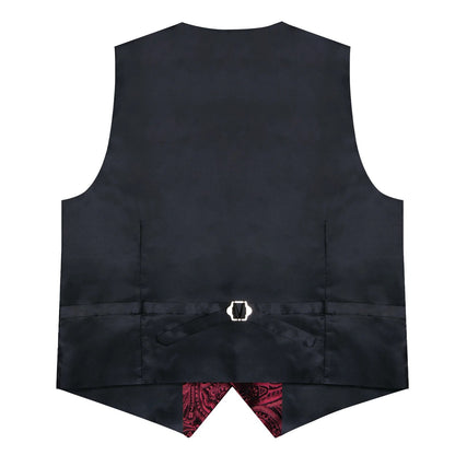 Men's Paisley Suit Vest – Single-Breasted Waistcoat with Tie, Handkerchief & Cufflinks for Weddings & Banquets