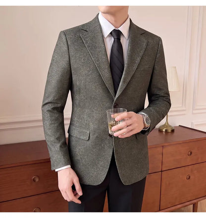 Men's Smart Casual Blazer Single Breasted Slim Fit Full Sleeve Business Formal Jacket